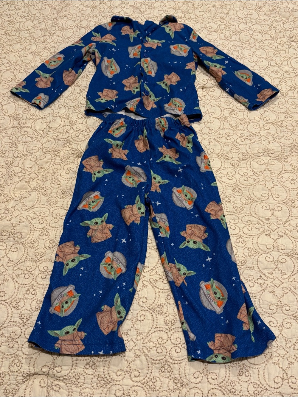 Star Wars Blue Kids Pajama Set with Baby Yoda Print Size 3T